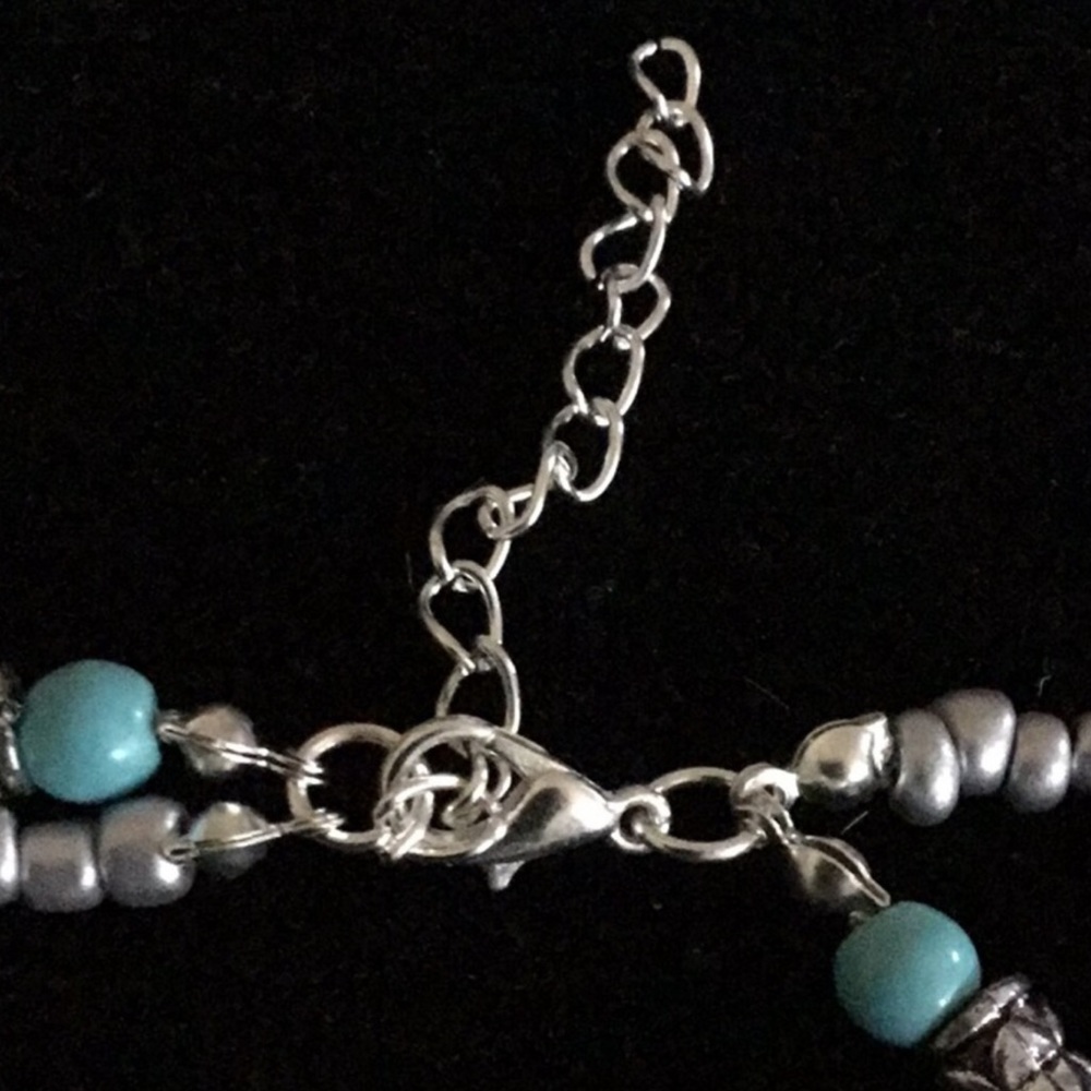 Boho Turquoise & Silver Ankle Bracelet - Picture 5 of 6